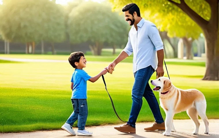 강아지 초보자 가이드 - **Prompt Title: Family's Joyful Day at the Park: Choosing a Companion**
    **Description:** A heart...