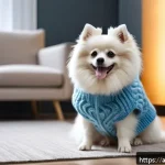 스피츠의 종류 - A small German Spitz dog with a thick, long white coat, bright expressive eyes, and a slightly tilte...